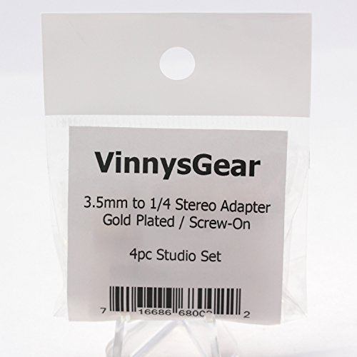 [Australia - AusPower] - VinnysGear 3.5mm to 1/4 Screw On Stereo Adapters for Headphones (4pc Studio Pack) 