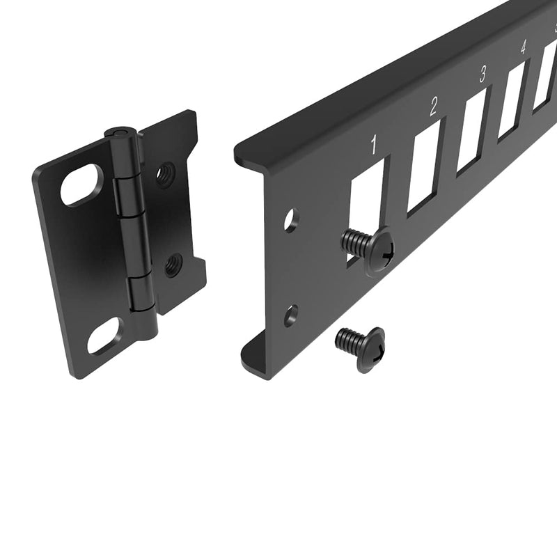 [Australia - AusPower] - Jingchengmei 16-Port 1U Hinged Rack Blank Patch Panel for Keystone Jack Cat.6 or Cat.5E, 19" Rackmount (H1UKS16H, Black) H1UKS16H 