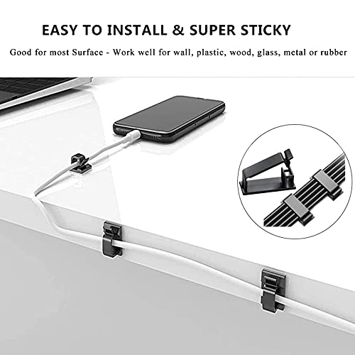 [Australia - AusPower] - Cord Management Organizer Kit 4 Cable Sleeve Split with 41Self Adhesive Cable Clips Holder, 10pcs and 2 Roll Self Adhesive tie and 100 Fastening Cable Ties for TV Office Car Desk Home Nightstand 