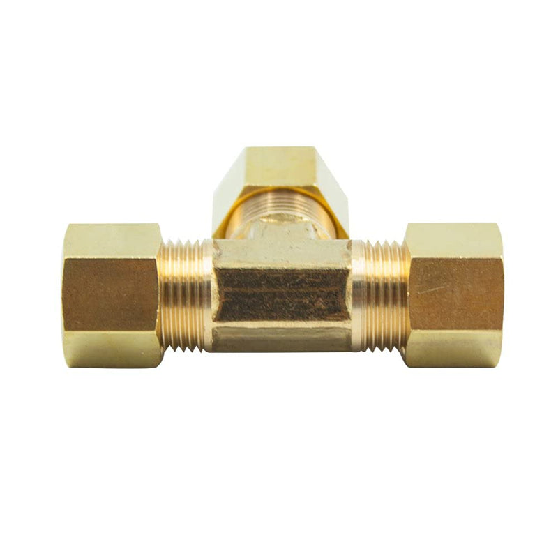 [Australia - AusPower] - Legines Brass Compression Fitting, Tee Union, 3 Ways Connector, 1/4" Tube OD, Pack of 2 