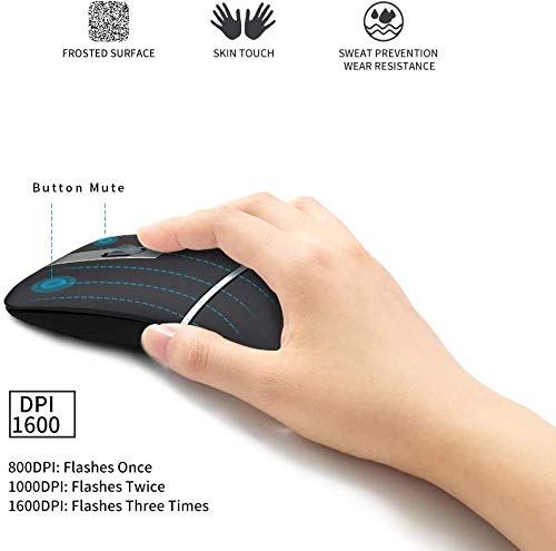 [Australia - AusPower] - WFB Bluetooth Wireless Mouse Foldable Arc 180° Rotating Silent Click Portable Curved Mouse for Home, Office, Travel(Black) 