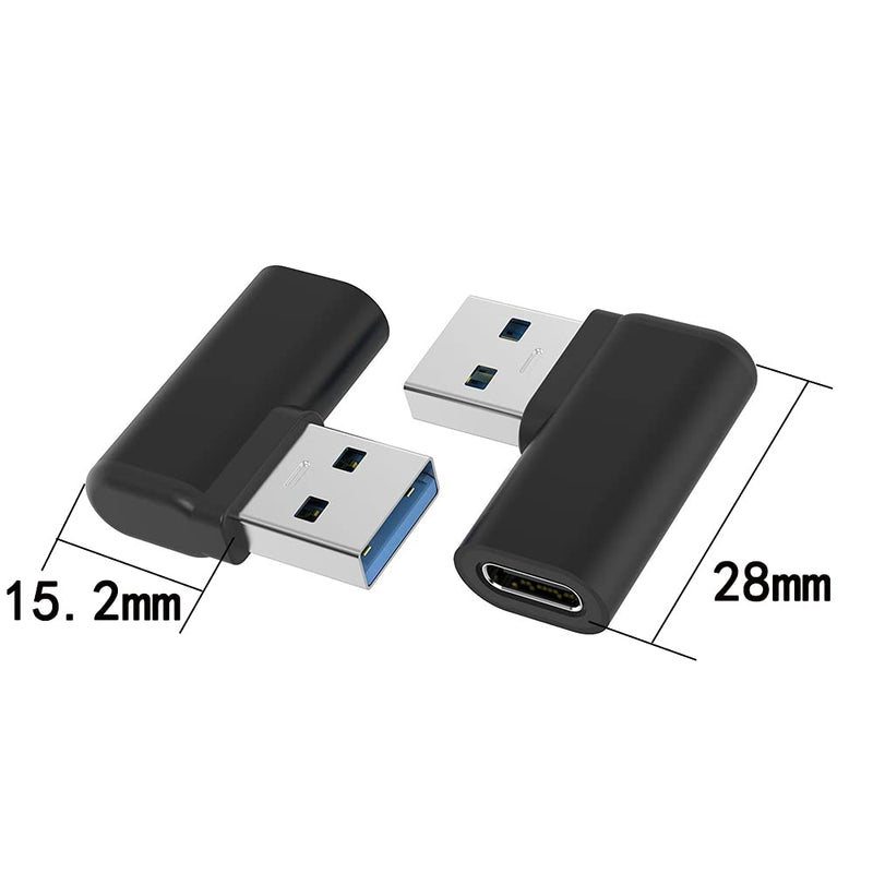 [Australia - AusPower] - USB C Female to USB A Male Adapter Right Angle, USB C to USB 3.0 Adapter, 90 Degree USB C to USB Adapter, USB Type C to USB Coverter Sync & Charging Adapter for USB C Cable, Hubs, 2Pack 