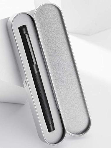 [Australia - AusPower] - Brushed Black Forest Fude Pen, Bent Nib Calligraphy Fountain Pen (Fine to Broad) with Converter and Metal Box Set by Asvine Bent Point 