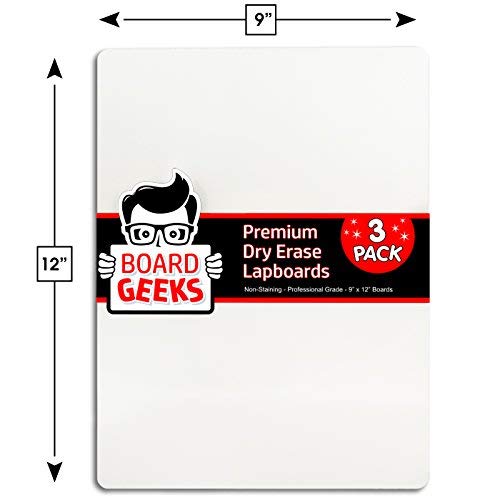 [Australia - AusPower] - Dry Erase Lapboards | 9 x 12 inch Large Whiteboard Set | for Teacher, Student, Children, Classroom | Reusable Durable Portable Double Sided Whiteboard (3 Pack) 
