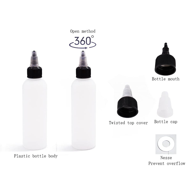 [Australia - AusPower] - 20 Pack 4oz Boston Squeeze Bottles,Clear Dispensing Bottles with Twist Top Cap,Plastic Squeeze Bottles for Crafts,Kitchen,Household 