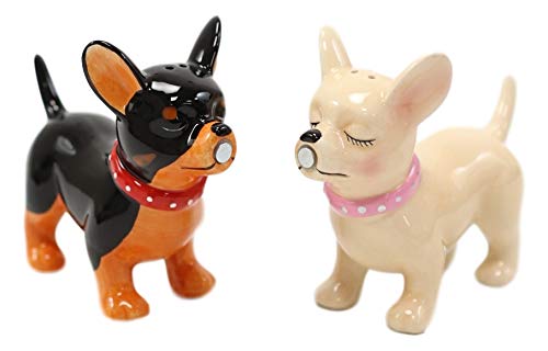 [Australia - AusPower] - Ebros Gift Paco And Coco Kissing Chihuahua Couple Lovers Puppy Dogs Magnetic Ceramic Salt And Pepper Shakers Figurine Collectible Set Pedigree Dog Breeds Cute Animal Decoratives 
