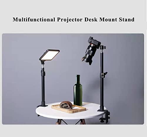 [Australia - AusPower] - Projector Desk Mount Stand, Height Adjustable 19-27inch,Tabletop C Clamp Mount Stand,Adjustable Tripod Mount Floor Stand, with 360°Swivel Ball Head for Mini Smartphone,Projector,Camera, Webcam Black 