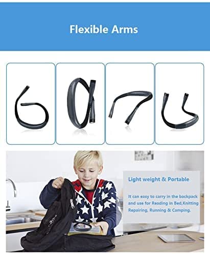 [Australia - AusPower] - Neck Reading Light, Rechargeable Book Light for Reading in Bed, Lightweight LED Neck Light, Bendable Arm, Adjustable Color & Brightness, Perfect for Reading, Knitting, Crafting, Repairing 