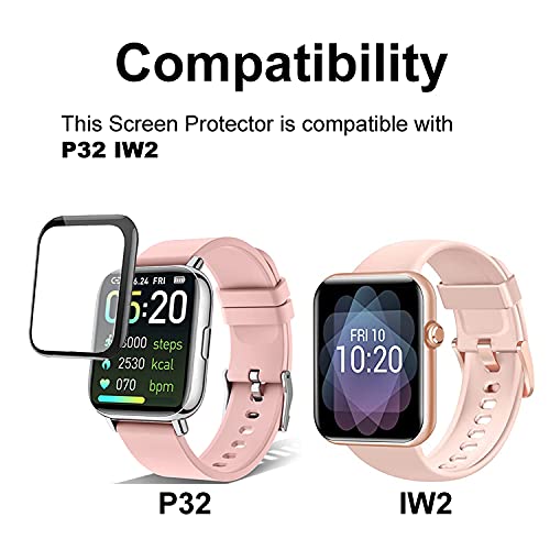 [Australia - AusPower] - smaate 3D Screen Protector Compatible with Smartwatch P32 Sudugo Motast Coucur Ordtop 1.69inch and FITNIV IW2 1.55inch, 3-Pack, Full Coverage, Curved Edge frame 