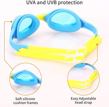 [Australia - AusPower] - Romoc 4 Pack Kids Swimming Goggles,No Leaking,Anti Fog,UV Protection Swim Glasses Water Goggles Blue+black+red+purple 