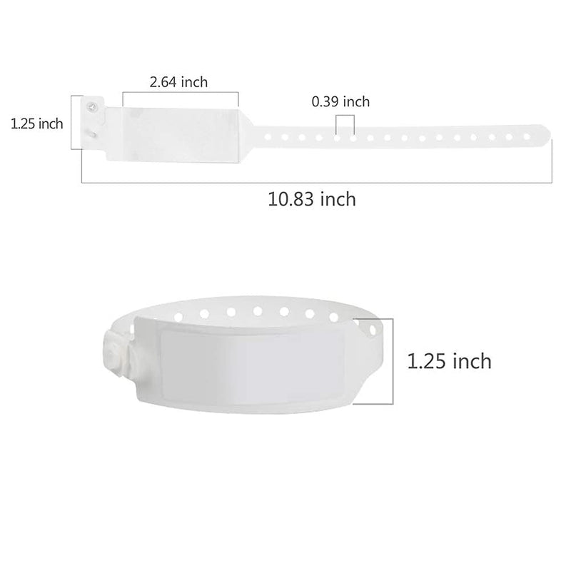 [Australia - AusPower] - Wristall Hospital Identification Bands, Medical Adult-Sized Shield Wristband, Waterproof Patient Wristbands, Plastic Disposable Hospital ID Wristband (White, 250) White 