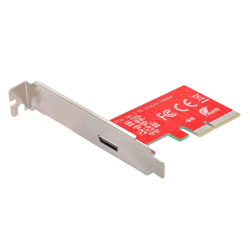 [Australia - AusPower] - Xiwai PCI-E 3.0 Express 4.0 x4 to Oculink External SFF-8612 SFF-8611 Host Adapter for PCIe SSD with Bracket Red PCIe Card External 