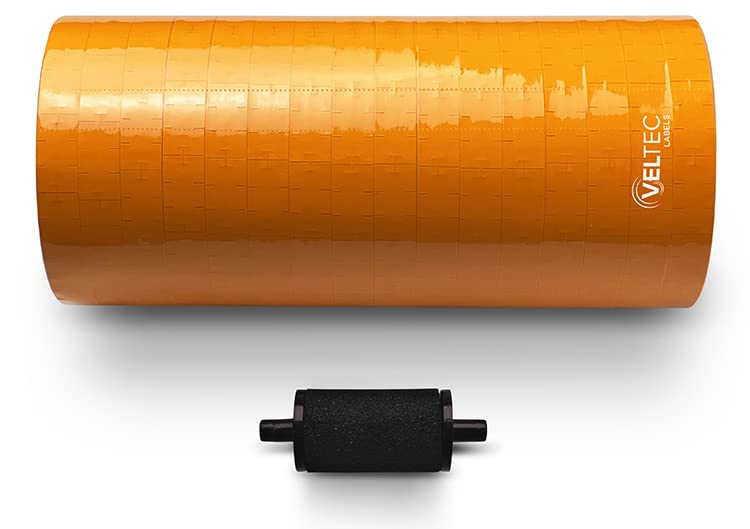 [Australia - AusPower] - Veltec Premium Pricing Labels for Monarch 1110 Price Gun, 16 Rolls, 17,000 Labels, Ink Roller Included (Orange) Orange 
