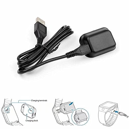 [Australia - AusPower] - JahyShow Charger Compatible with Gear 2 Neo R381, Replacement Charging Cradle Dock Cable Cord Compatible for Samsung Gear 2 Neo R381 Smart Watch Black 