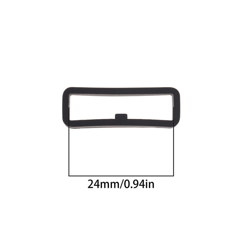[Australia - AusPower] - 10x 22/24mm Smartwatch Strap Ring Keeper Black Watch Band Ring Holder Watch Band Loop Replacement Silicone for Sport Watch 24mm 