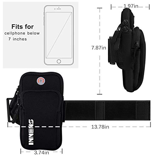 [Australia - AusPower] - Innens Cell Phone Running Armband for iPhone 13 Pro Max 12 11 XS XR 8, Galaxy S21 Ultra, Note 20 Ultra, Sports Phone Holder with Adjustable Band & Earphone Jack for Hiking Biking(7.0inch,Black) 7.0inch Black 
