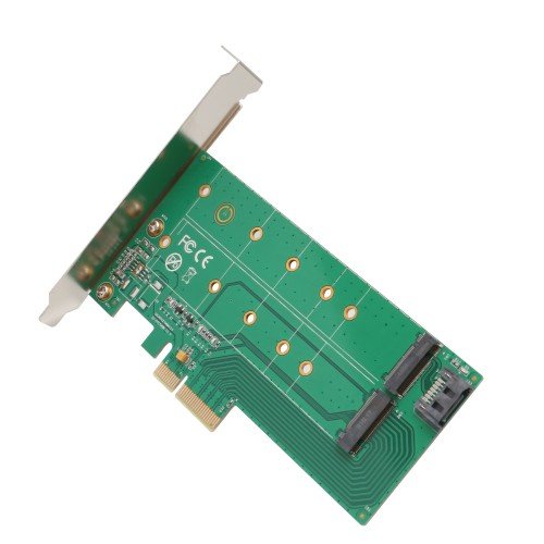 [Australia - AusPower] - I/O Crest M2 SSD NVME M-Key to PCI-e 3.0 x4 Adapter Card and SATA B-Key M.2 to SATA Port convertor 22110 2280 2260 2242 2230 to with Low Profile Bracket - Dual M.2 PCIe Adapter M.2 M-Key & B-Key PCI-e 