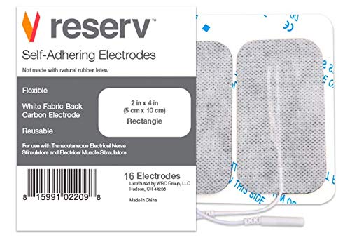 [Australia - AusPower] - reserv 2" x 4" Rectangle Premium Re-Usable Self Adhesive Electrode Pads for TENS/EMS Unit, Fabric Backed Pads with Premium Gel (White Cloth and Latex Free)(16 Electrodes) 16 Count (Pack of 1) 
