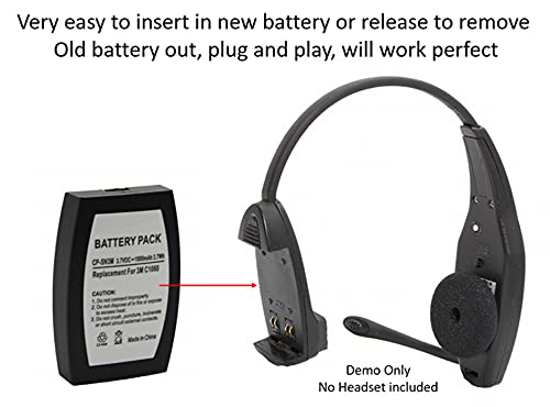 [Australia - AusPower] - WirelessFinest Batery Replacement for 3M C1060 & XT-1 Wireless Drive-Thru Intercom Headset Headphone 1000mAh BAT1060 Fix Dead Power Issue Repair Part 