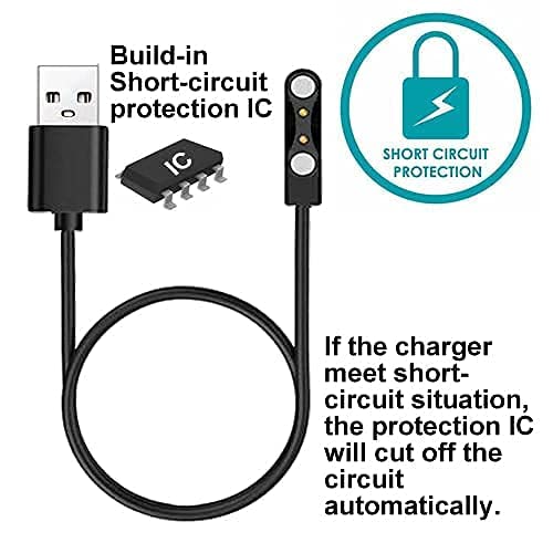 [Australia - AusPower] - smaate Chargers ONLY Compatible with AGPTEK LW11, GRV R01,YAMAY 022, Soundpeats PRO1, IDEALROYAL S27, Motast Mugu P36 P32, and CS201, CS201C, VT3, VTS Lite, VT3 Plus smartwatch, 60cm, 2-Pack C+C 