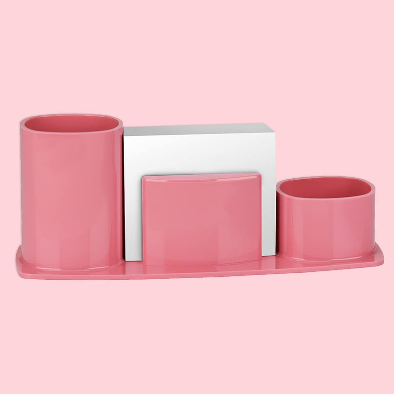 [Australia - AusPower] - Acrimet Millennium Desktop Organizer Holder for Pen, Pencil, Clip, Paper and Desk Accessories (Plastic) (Paper Included) (Solid Pink Color) 
