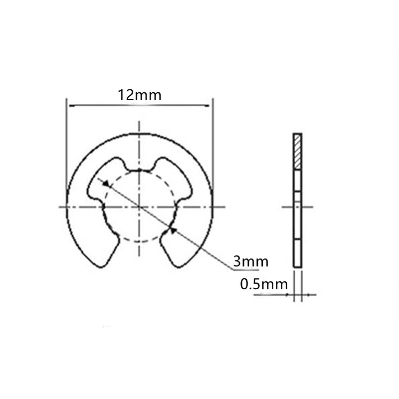 [Australia - AusPower] - M3 E-Clip External Retaining Ring Washers, 3mm Shaft Circlip Snap Retainer Ring, Carbon Steel Black, 500pcs M3 