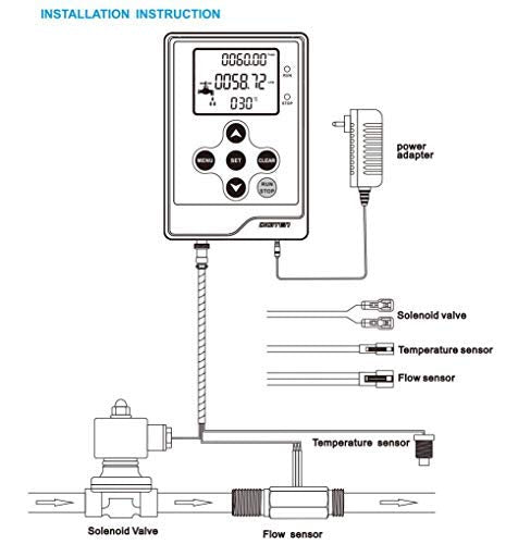 [Australia - AusPower] - DIGITEN LCD Display Water Flow Control Meter Liquid Quantitative Controller + G3/8" Fuel Flow Meter Oil Flow Sensor Gasoline Diesel Milk Gear Meter DFC15 + G3/8" gear flow meter 