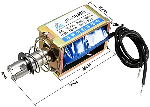 [Australia - AusPower] - Heyiarbeit DC 12V 25N Push Pull Type Solenoid Electromagnet 0.4A 4.8W 10mm Stroke Open Frame Solenoid, Linear Motion, JF-1039B-12V 