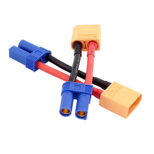 [Australia - AusPower] - 3pcs Female EC5 to XT90 / XT-90 Male Connector Adapter Cable with 12awg 5cm(BDHI-68) 