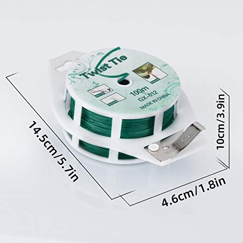 [Australia - AusPower] - YDSL 328ft (100m) Twist Ties, Green Garden Plant Ties with Cutter for Gardening and Office Organization, Home 