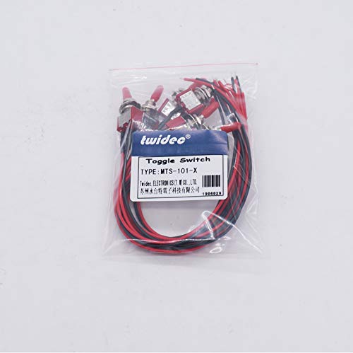 [Australia - AusPower] - Twidec/8Pcs Mini Toggle Switch SPST 2 Position 2 Pins ON/Off AC 125V 5A AC 3A 250V with Pre-soldered Wires MTS-101-X 