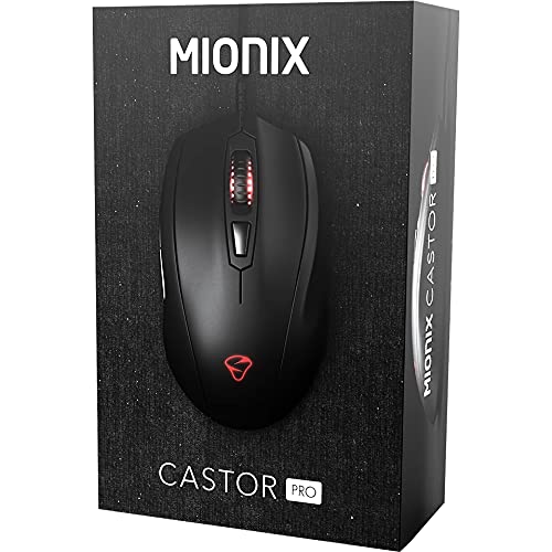 [Australia - AusPower] - Mionix Castor PRO Wired Gaming Mouse, 19K DPI Optical Sensor with 400 IPS, 1K HZ Polling Rate, Kailh 80M Click Durability Micro-switches, 6 Programmable Buttons for PC and MAC 