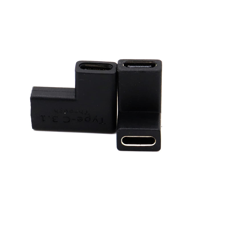 [Australia - AusPower] - LOKEKE USB C to USB C 3.1 Adapter, USB Type C Femle to Type C Female with 90 Degree Angled Connector Adapter Converter Compatible with Computer/Phone/Pad/Laptop/Tablets 