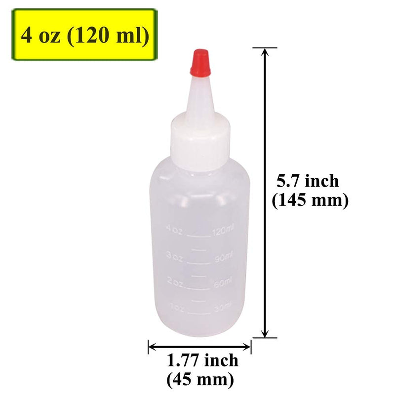 [Australia - AusPower] - Belinlen 12 Pack 4-Ounce Empty Plastic Squeeze Bottles with Red Tip Caps Multipurpose Squirt Bottle 4oz 12pack 