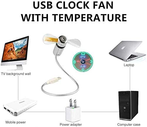 [Australia - AusPower] - New USB Clock Fan with Real Time Clock and Temperature Display Function,Silver,1 Year Warranty (Temperature and Clock) 
