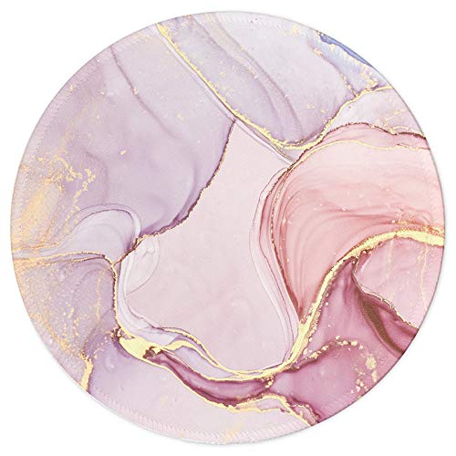 [Australia - AusPower] - Mouse Pad,Anti Slip Rubber Round Mousepads Desktop Notebook Mouse Mat with Stitched Edge for Working and Gaming (Marble Pretty Pink) Marble Pretty Pink 