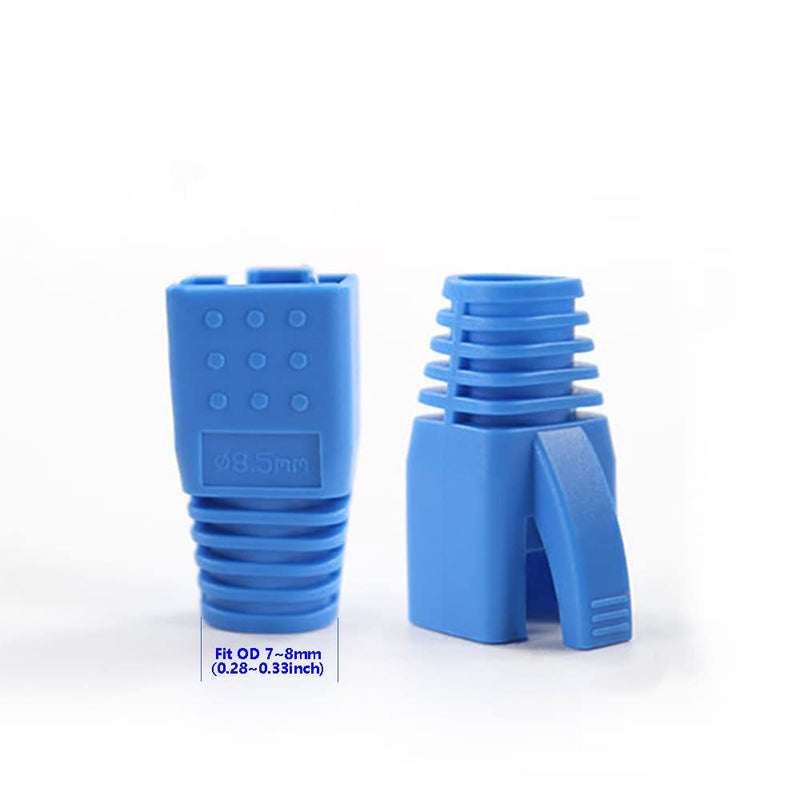 [Australia - AusPower] - 50 Pcs Cat6A Cat7 Cat8 Strain Relief Boot, RJ45 Plug Connector Cover Modular Network Plug Connector Cap Cable Connector Boots, Blue 