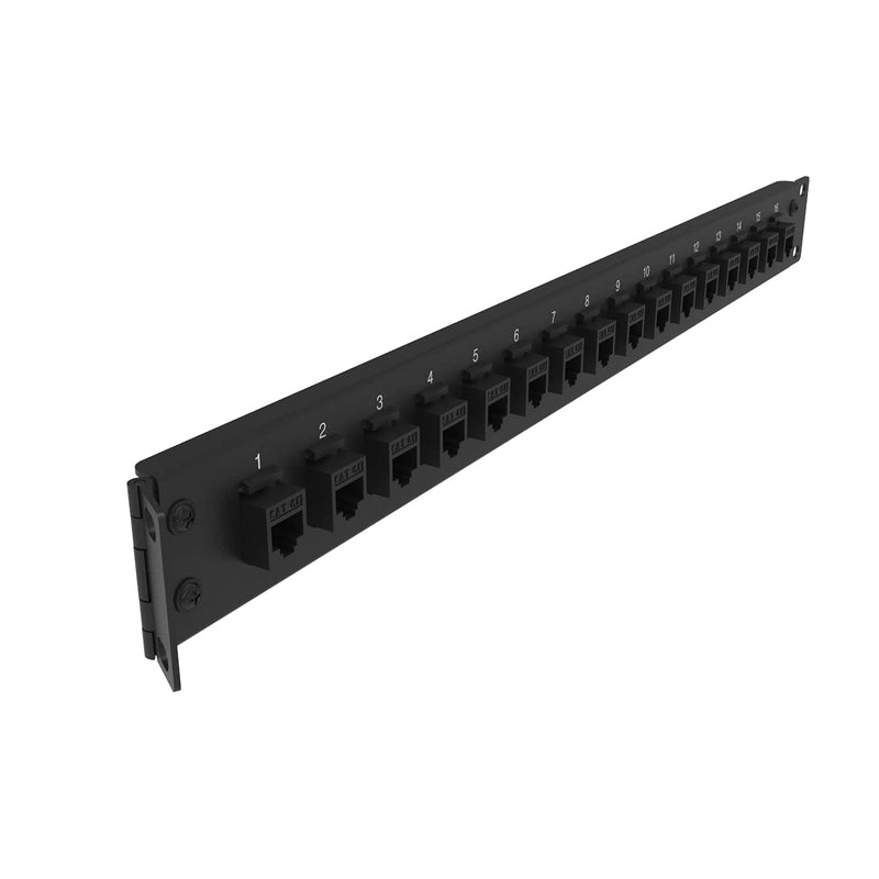 [Australia - AusPower] - Jingchengmei 16-Port 1U Hinged Rack Blank Patch Panel for Keystone Jack Cat.6 or Cat.5E, 19" Rackmount (H1UKS16H, Black) H1UKS16H 