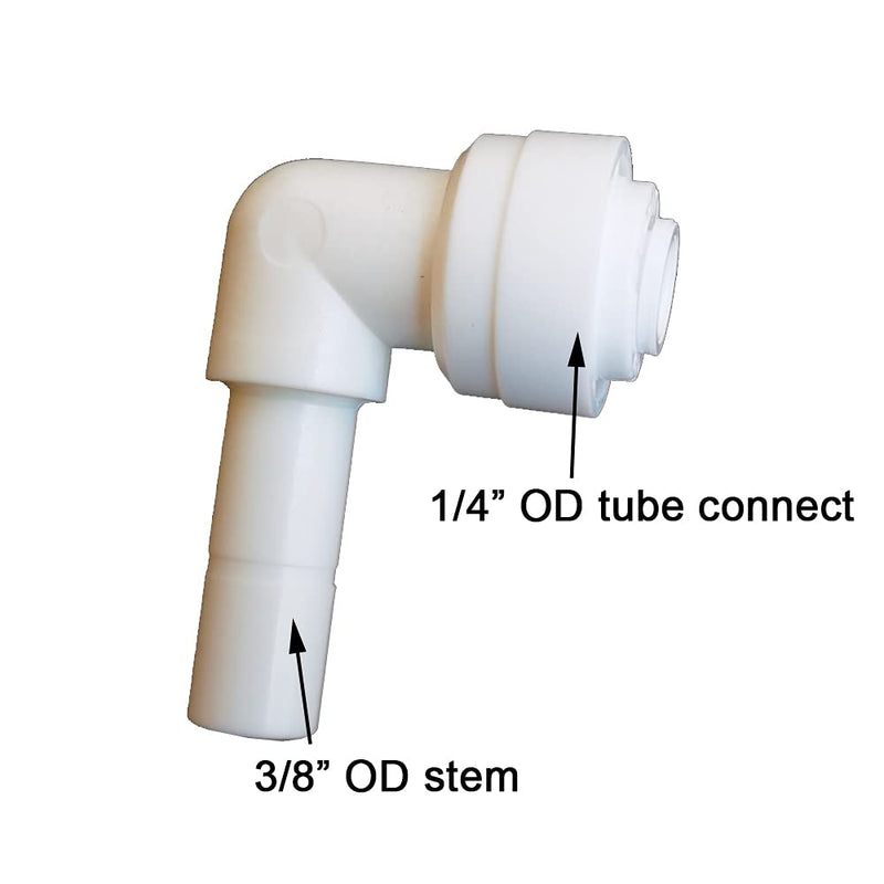 [Australia - AusPower] - Malida Tube Fitting Stem Elbow Connector,1/4" Tube OD x 3/8" Stem OD Elbow Push to Connect Plastic Quick Fittings for RODI System. (1/4" Tube OD x 3/8" Stem OD) 1/4" Tube OD x 3/8" Stem OD 