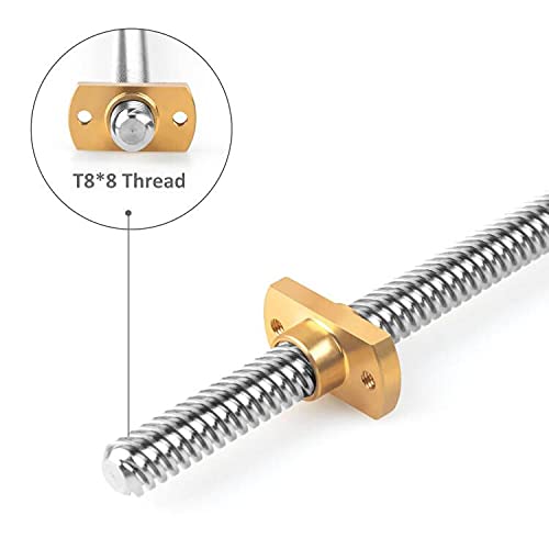 [Australia - AusPower] - Redrex 365mm T8 Z Axis Lead Screw Z Rod Stainless Steel Threaded Rod with Brass Nut Z-axis Upgrade Kit for Ender 3 V2 Ender 3 Pro Ender 3 Voxelab 3D Printer 