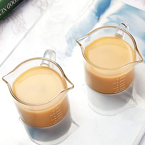 [Australia - AusPower] - 2 Pack Double Spouts Measuring Triple Pitcher Milk Cup 75ML Espresso Shot Glasses Parts Clear Glass 2 