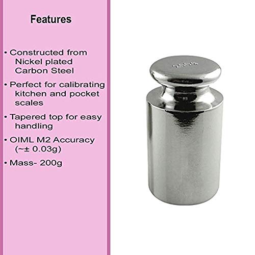 [Australia - AusPower] - American Weigh Scales Calibration Weight for AWS Digital Scale, Carbon Steel, Chrome Finish, 200G (200WGT) 