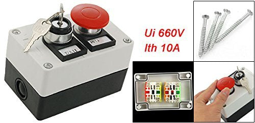 [Australia - AusPower] - URBEST 660V 10A Red Momentary Mushroom 2 Position on/Off Key Lock Rotary Push Button Switch 