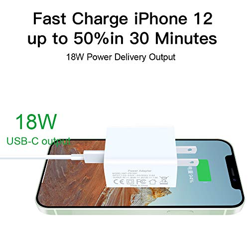 [Australia - AusPower] - iPhone Fast Charger MFi Certified,20W USB C Power Delivery Wall Charger Plug with 3FT USB-C to LT Charger Cable for New iPhone 12 11 Mini Pro Max SE 2020 11 Xs XR X 8 Plus and More White,White 