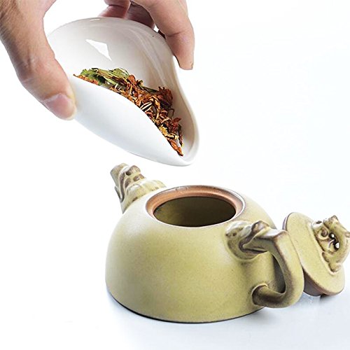 [Australia - AusPower] - 11x4CM White Porcelain Cha He Tea Vessel -Loose Leaf Tea Presentation- Tea Accessory - Tea Scoop-Tea 