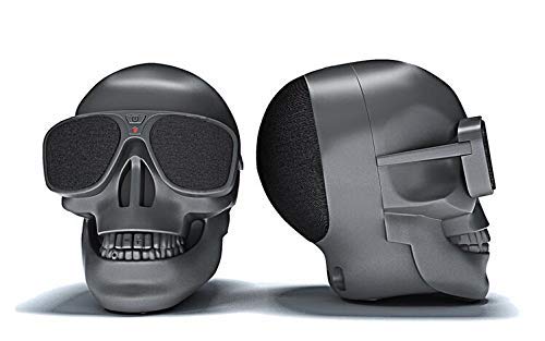 [Australia - AusPower] - Head Shape Portable Speaker Wireless Bluetooth MP3 Stereo Player for PC Laptop Mac Phone Audio Player Travel Unique Gift Party Outdoor Speakers (Black Skull) Black Skull 