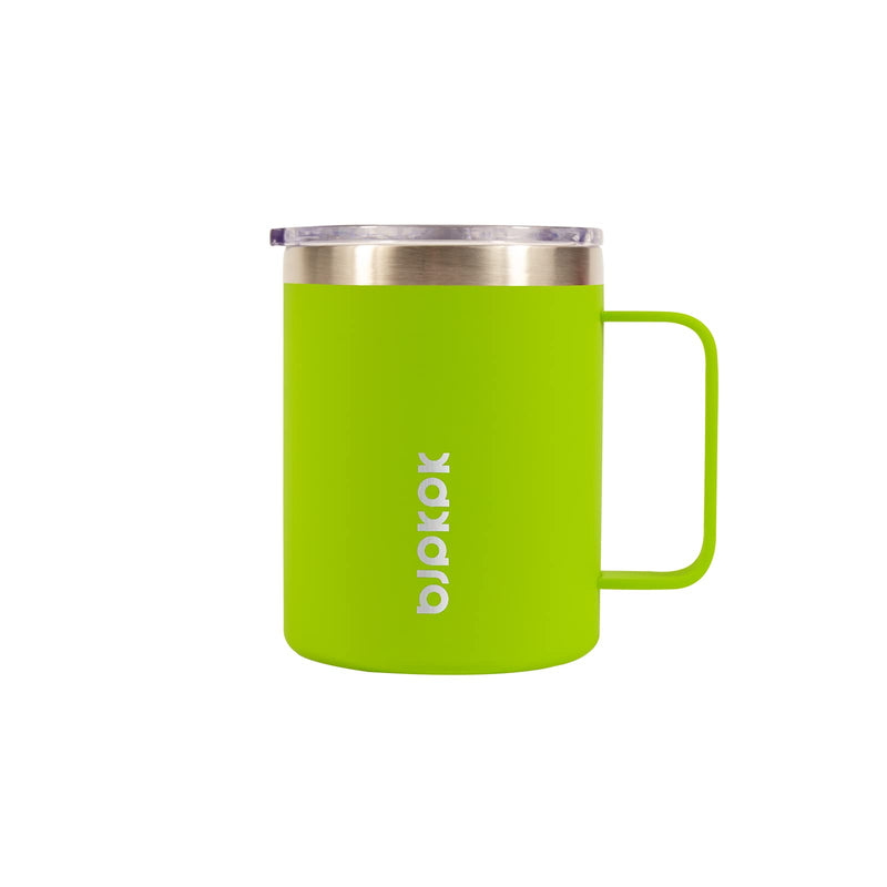 [Australia - AusPower] - BJPKPK 14oz Insulated Coffee Mug 2 Pack, Stainless Steel Camping Mug with Slider Lid, Travel Tumbler Cup, Coffee Thermos Outdoor Green 