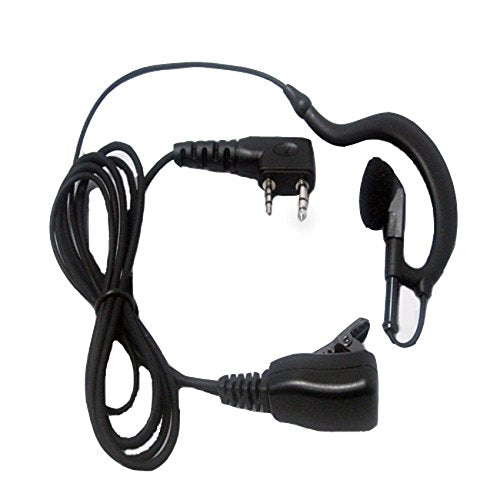[Australia - AusPower] - Maximal Power REH2 2-Pin Adjustable C-Shaped Earpiece with Rubber Earhook/Earbud for Motorola Two-Way Radio (Black) Standard Packaging 