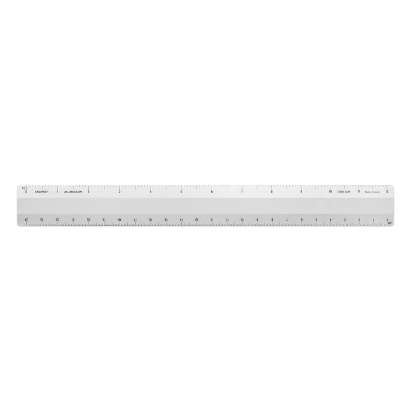 [Australia - AusPower] - Alumicolor Engineer 12 inch Ruler Scale w/ 4 Bevel Design for Drawing, Drafting & Engineering, Calibrations Divided by 10, 20, 30, 50 Parts per inch, Silver 