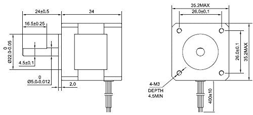 [Australia - AusPower] - STEPPERONLINE Nema 14 Bipolar Stepper Motor 0.8A 25.5oz.in/18Ncm 3D Printer CNC Machine 